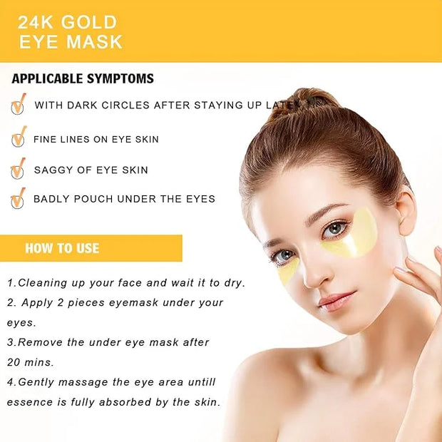 Under Eye Patches, 24K Gold Eye Mask, 60PCS Under Eye Mask, Collagen Gel Pads Patch Treatments for Lighten Wrinkles Puffy ...