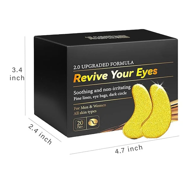 Gold Eye Patches for Puffy Eyes(20 Pairs),24K Eye Masks for Dark Circles and Puffiness Wrinkles,Eye Patches for Puffy Eyes...