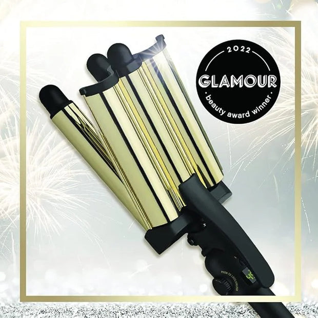 Hot Tools Pro Artist 24K Gold Digital 3 Barrel Hair Waver | Long Lasting Defined Waves (Jumbo Size) - Product Image