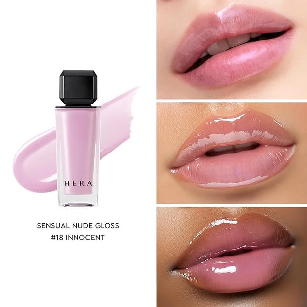HERA Sensual Nude Lip Gloss #18 INNOCENT | Volumizing Sheer & Glossy Finish, Non-sticky, Moisturizing and Hydrating, Korea...