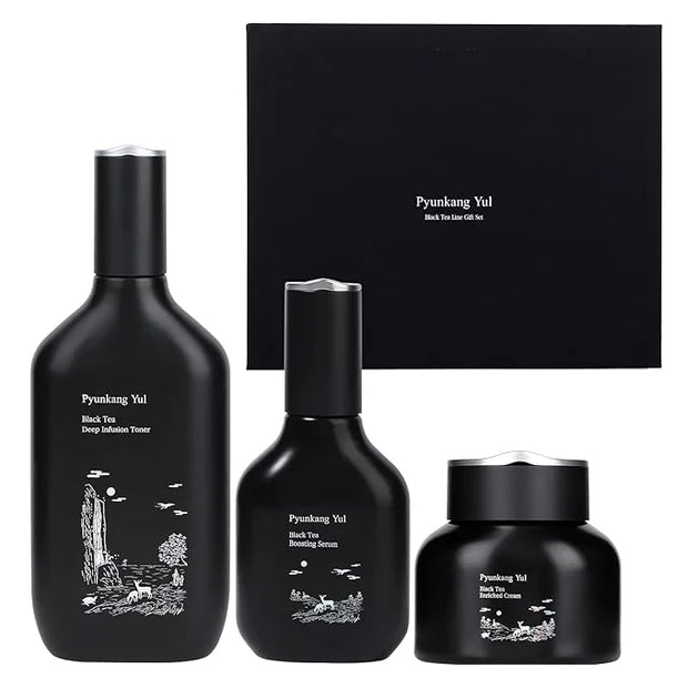 [PKY] Pyunkang Yul Black Tea Line Gift Box Set, Deep Nurishment for Anti-aging, Rich Moisture Toner, Revitalizing Serum & ...