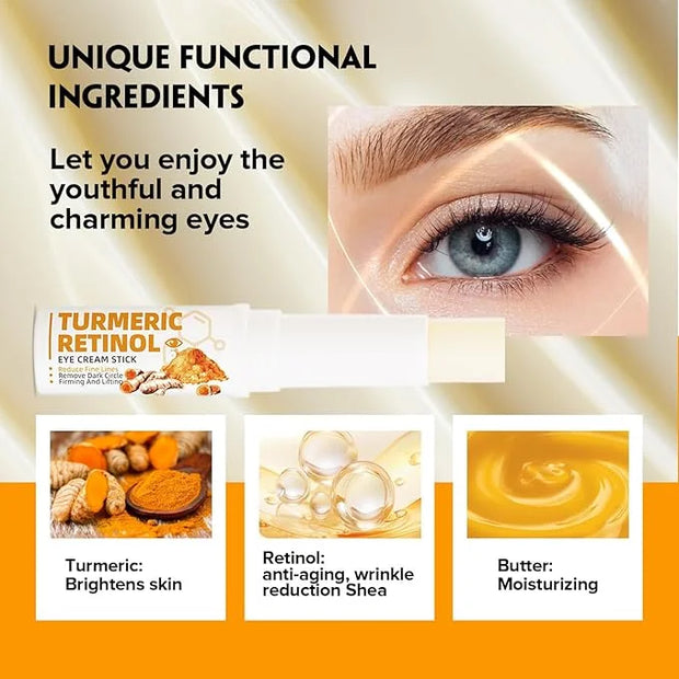 Retinol Eye Cream Anti Aging, Turmeric moisturizer Eye Balm Stick Hydrating Retinol Eye Cream Stick for Dark Circles and P...