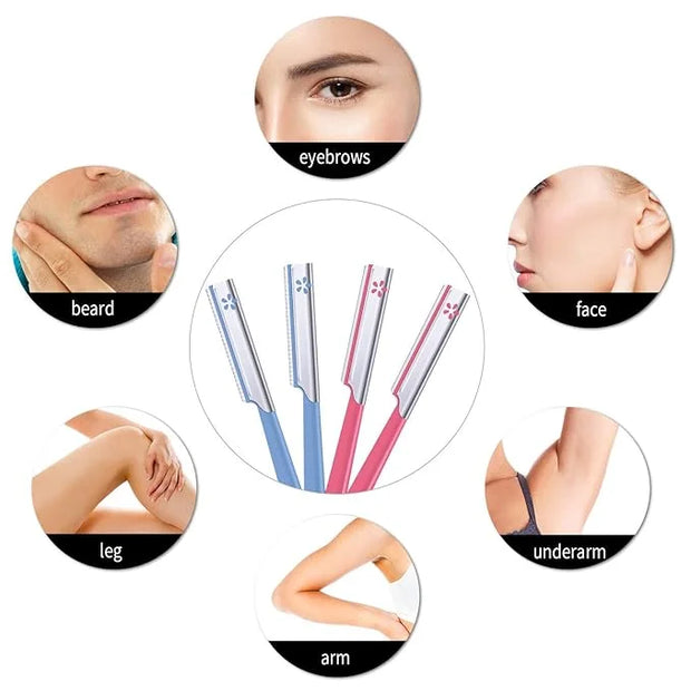 10 Pieces Eyebrow Razor for Women Facial Shaver Razor Brow Shaper Eyebrow Trimmer Dermaplaner Shaping Tool with Cover (Pin...