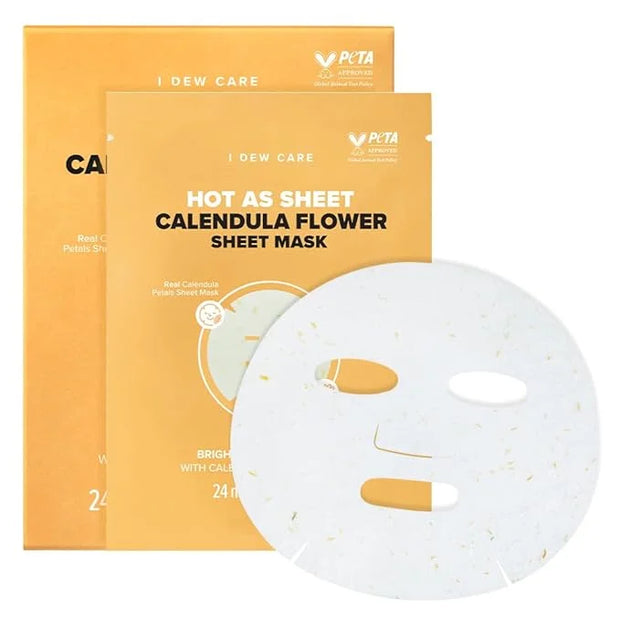 I DEW CARE Real Herb Calendula Sheet Face Mask - Hot As Sheet | Korean Face Masks Skincare, Moisturizing and Calming for D...