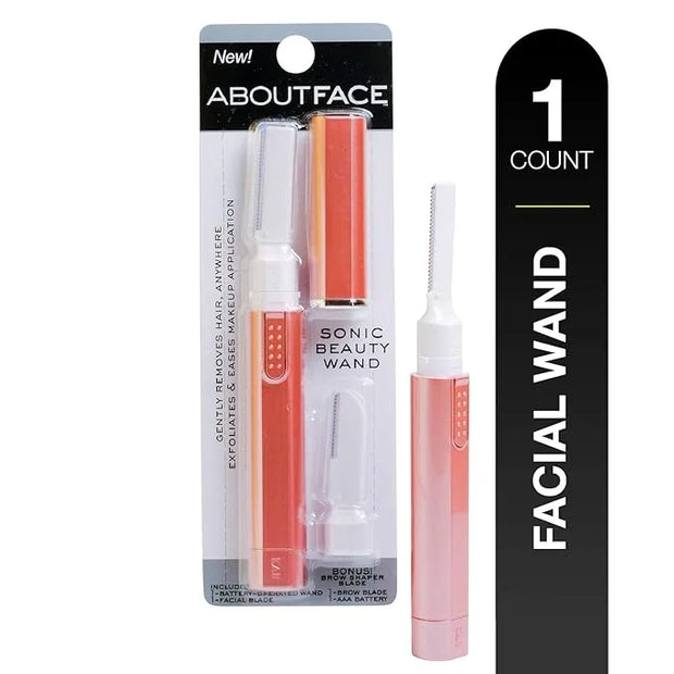 About Face Sonic Beauty Wand - Electric Facial Hair Remover and Bonus Eyebrow Shaper, Ideal for Shaving, Exfoliating and B...