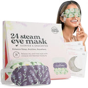 LivaClean 24 Steam Eye Mask for Dry Eyes, Dark Circles & Puffiness, Warm & Self Heating, Ear Hooks to Stay On, Lavendar, C...