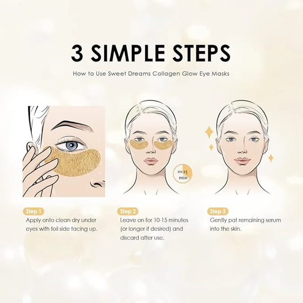 Sweet Dreams Collagen Glow Gold Eye Masks under eye patches for puffy eyes + Sweet Dreams Vanilla Lip Mask - Product Image