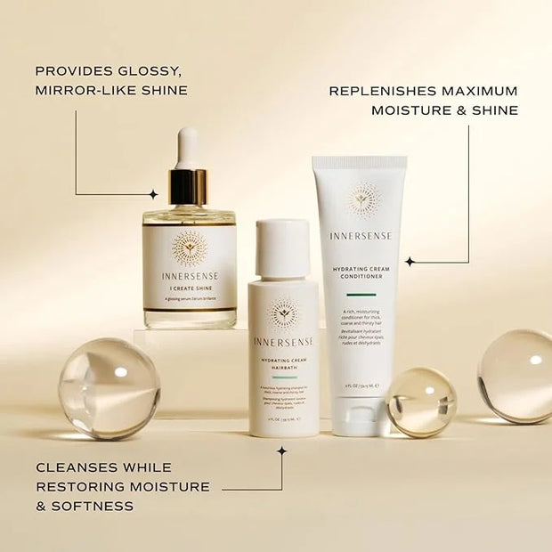 INNERSENSE Organic Beauty - Hydrate & Shine Set | I Create Shine, Hydrating Cream Hairbath, Hydrating Cream Conditioner | ...