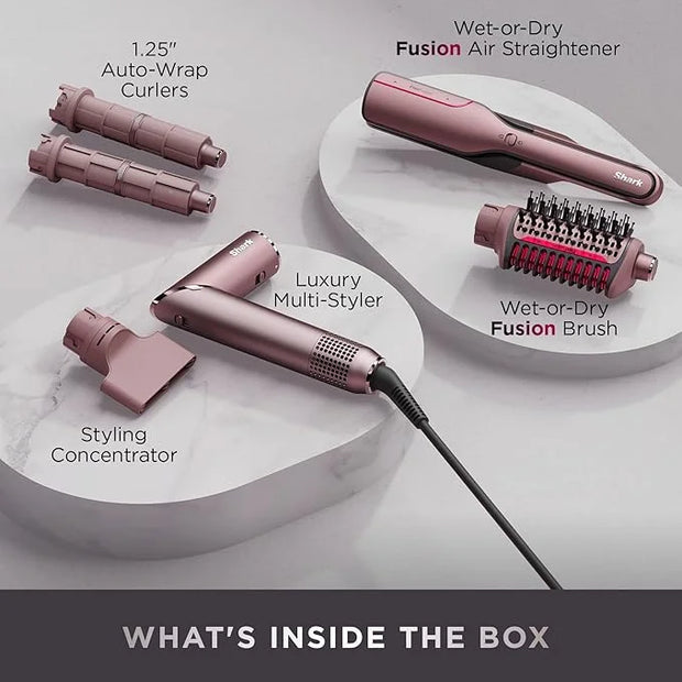 Shark FlexFusion Hair Straightener & Powerful Hair Dryer with Fusion Hair Brush, Ceramic Air Styler with Auto-Wrap Hair Cu...