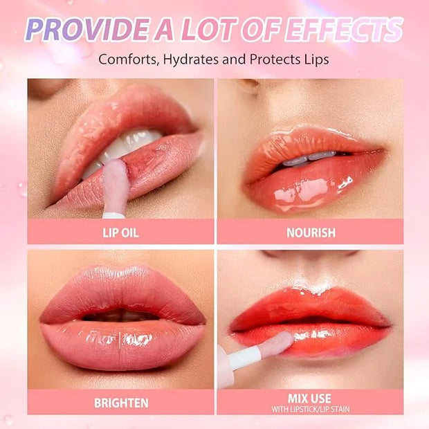 LANGMANNI Moisturizing Lip Oil,No-Sticky Lip Gloss Lip Balm Lip Care,Fruit Flavoured Lip Oil For Dry Lip's Moisturizing Hy...