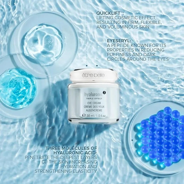 être belle Hyaluronic³ Eye Cream | Anti Aging Under Eye Cream for Puffiness And Dark Circles with Hyaluronic Acid, Quickli...
