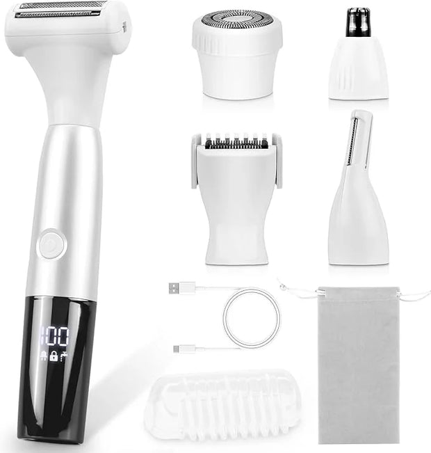 5 in 1 Bikini Trimmer for Women - Electric Razors for Women, Cordless Rechargeable Electric Shaver, IPX7 Waterproof Wet Dr...