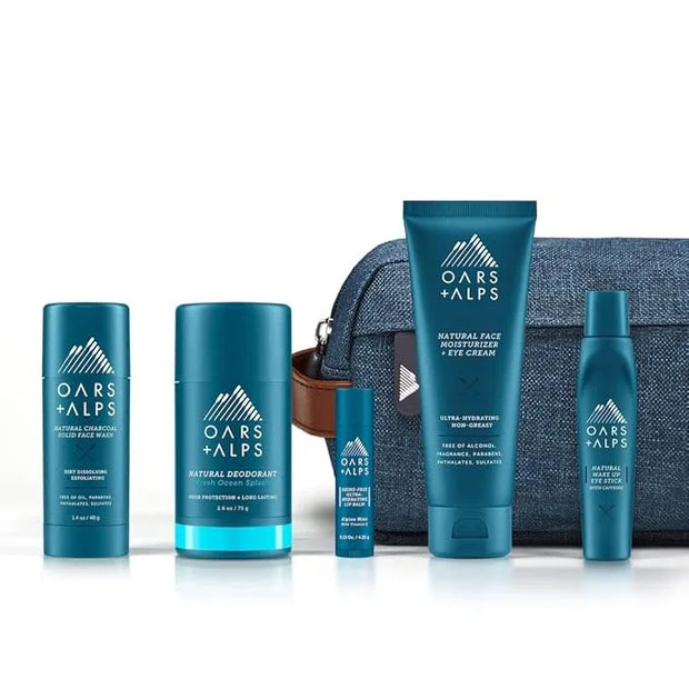 Oars + Alps Ultimate Oarsman Skin Care Kit for Men, Includes Face Wash, Eye Roller, Deodorant, Lip Balm, Moisturizer, and ...