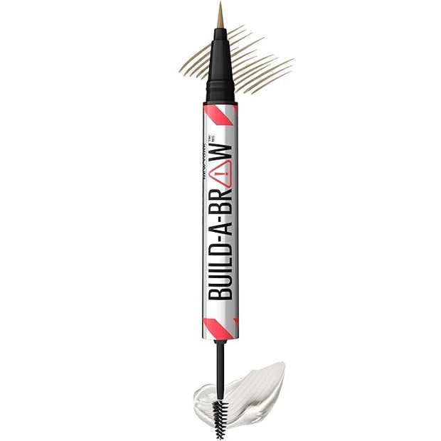 Maybelline Build-A-Brow 2-in-1 Brow Pen and Sealing Eyebrow Gel, Eyebrow Makeup for Real-Looking, Fuller Brows, Blonde, 1 ...