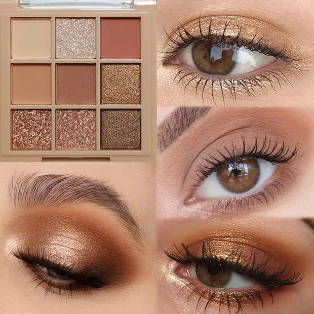 Eyeshadow Palette Makeup- 9 Colors Naked Pink Eyeshadow Palette Matte Shimmer Korean Natural Eye Shadow palettes Highly Pi...