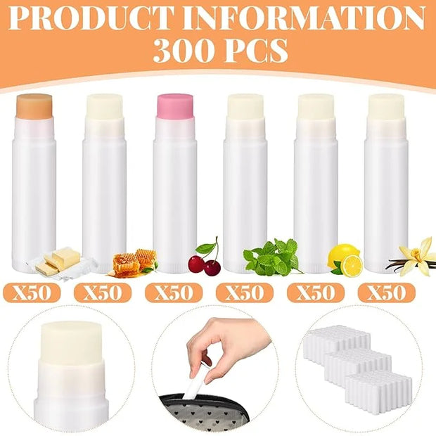 Demissle 300 Pcs Unlabeled Lip Balms Flavor)