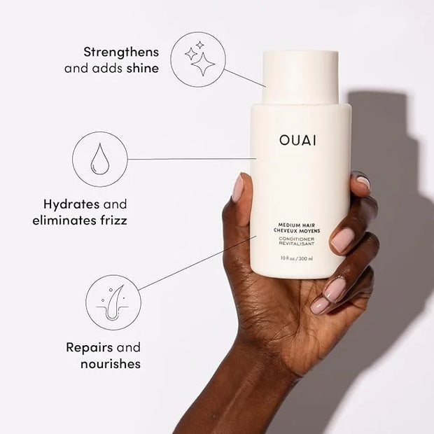 OUAI Medium Shampoo and Conditioner Set - Sulfate Free Shampoo and Conditioner for Medium Hair - Made with Keratin, Shea B...