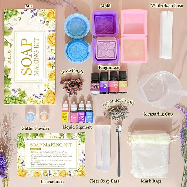 Jcoos Lip Gloss Making Kit, 73PCS DIY Lip Gloss Kit Fun and Soap Making Kit, Soap Making Kit for Adults and Kids, Soap Mak...