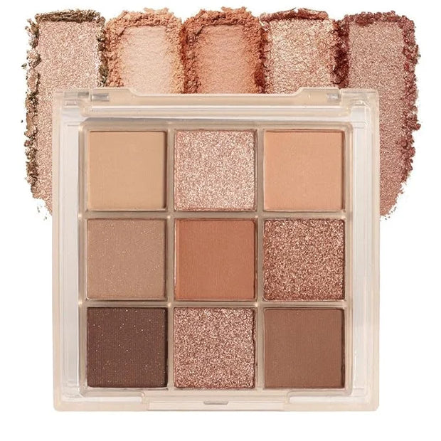 9 Colors Colorful Eyeshadow Palette Makeup,Rose Gold Brown Nude Matte Shimmer Neutral Eye Shadow Powder Palette,Highly Pig...