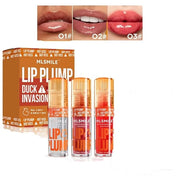 3 Colors Duck Lip Plumper Gloss, Glitter Shine Primer Lip Tint Korean Clear Plumping Lip Gloss, High Pigment No Sticky Lip...