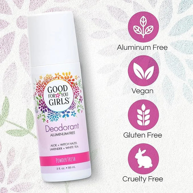 Good for You Girls Aluminum-Free, Natural Deodorant for Kids, Preteens, Teens, Safe & Effective Odor Protection, Clear Rol...