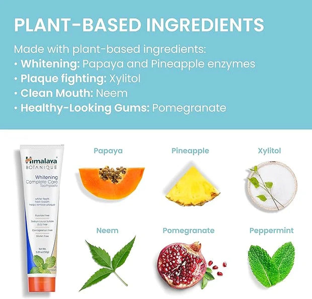 Himalaya Botanique Complete Care Whitening Toothpaste, Simply Peppermint, Fluoride Free for a Clean Mouth, Whiter Teeth an...