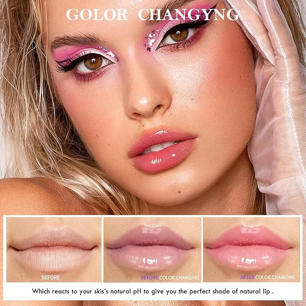 Plumping Lip Glow Oil,Hydrating Tinted Lip Oil Color Changing Lip Gloss Floral Moisturizing Lip Balm Lip Care For Dry Lip ...