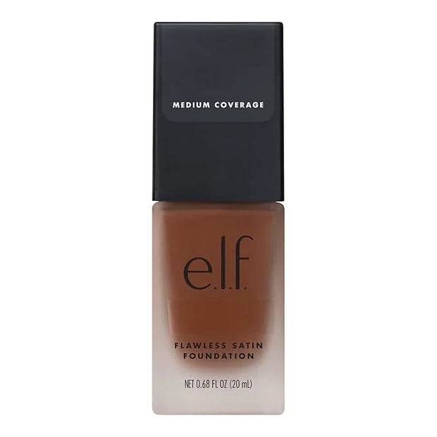e.l.f. Flawless Satin Foundation, Lightweight & Medium Coverage, Semi-Matte Finish, Vegan & Cruelty-Free, Mocha, 0.68 Fl O...