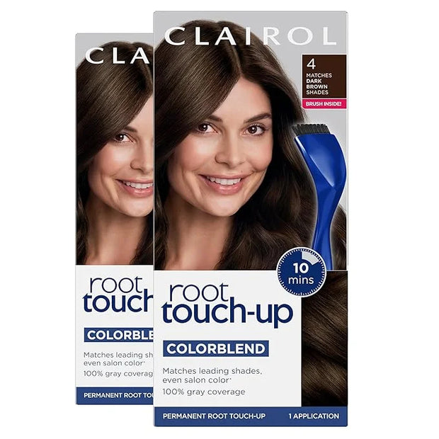 Clairol Root Touch-Up by Nice'n Easy Permanent Hair Dye, 4 Dark Brown Hair Color, Pack of 2 - Product Image