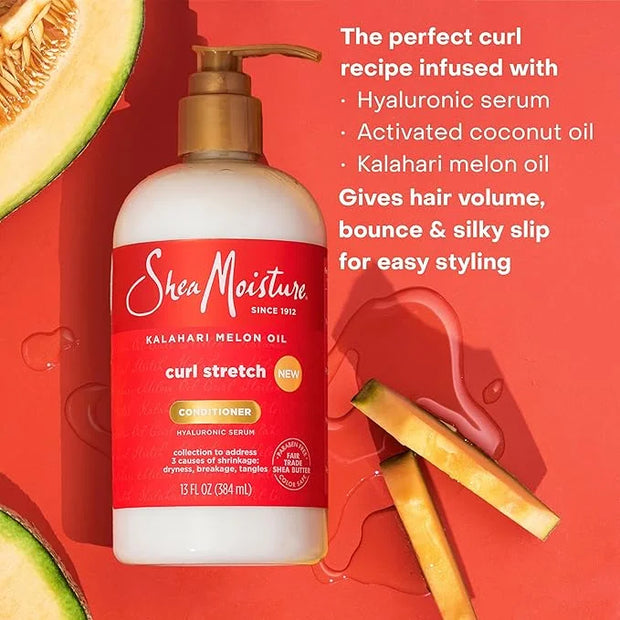 SheaMoisture Curl Stretch Conditioner Kalahari Melon Oil Infused with Hyaluronic Serum, Hydration Hero Deeply Moisturizes ...
