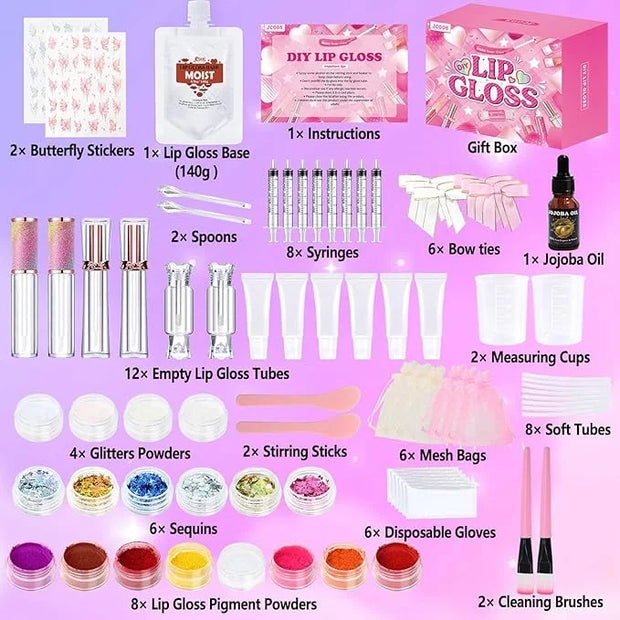 JCOOS Lip Gloss Making Kit, Lip Gloss Set for Teens Lip Kit Fun DIY Lipgloss Making Kit, Diy Lip Balm Kit Make Your Own Li...