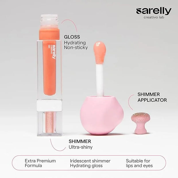 SARELLY CREATIVO LAB | Makeup Set Clear Lip Gloss + Shimmer and Shine | Beauty Vegan Skincare Make Up - Trending Lip Makeu...