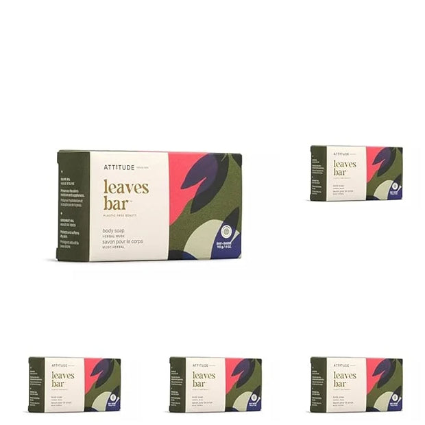 ATTITUDE Bath and Shower Body Soap Bar, EWG Verified, Plastic-free, Plant and Mineral-Based Ingredients, Vegan and Cruelty...
