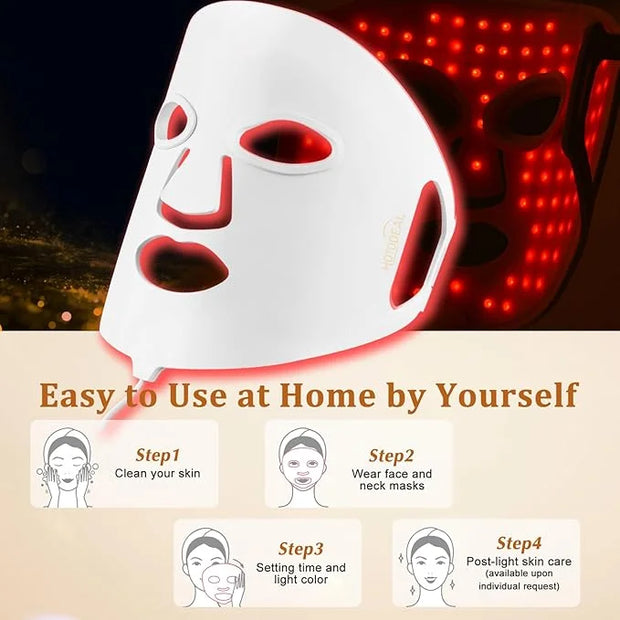 Hotodeal LED Face Mask Light Therapy,7 Colors Light Therapy for Face & Neck Mask,Skin Rejuvenation Anti-aging Beauty LED M...