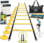 Invincible Fitness Agility Ladder Set - Enhance Speed 10 Cones, 4 Hooks, 3 Resistance (15ft) - Product Image