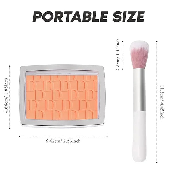Coral Blush Powder Blush for Cheeks with Brush, Matte Blush Palette Blush Powder Face Blusher, Natural Blendable Formula S...