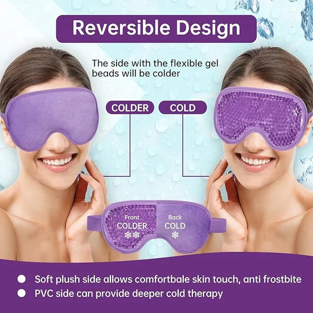 2 PCS Ice Eye Mask Reusable Hot Cold Therapy Gel Bead Eye Mask for Puffiness/Dark Circles/Eye Bags/Dry Eyes/Headaches/Migr...