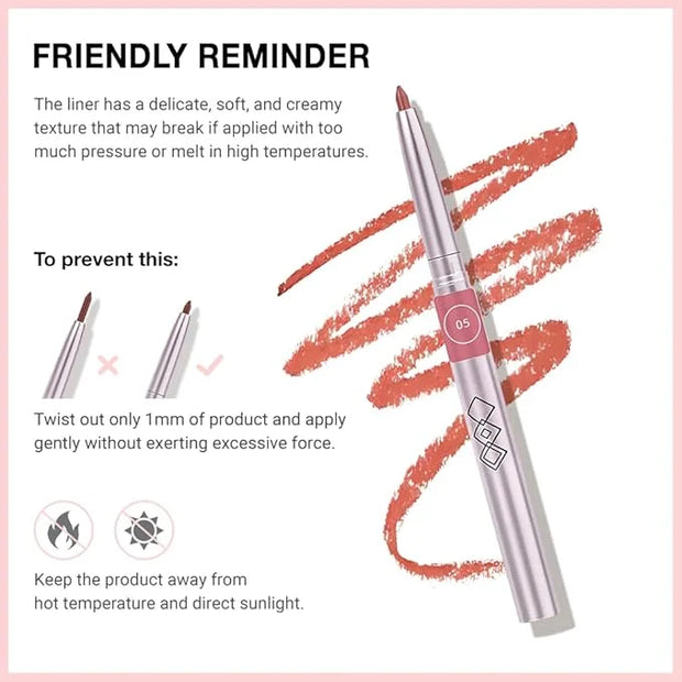 evpct Silky Smooth Lip Liner Pencil Retractable, Orange Red Lip Liner Creamy Long-Lasting Formula for Precision Contouring...
