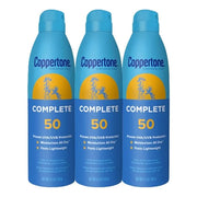 Coppertone Complete Sunscreen Spray SPF 50, Spray Sunscreen for Body, Lightweight, Water Resistant, 5.5 Oz, Pack of 3 - Pr...