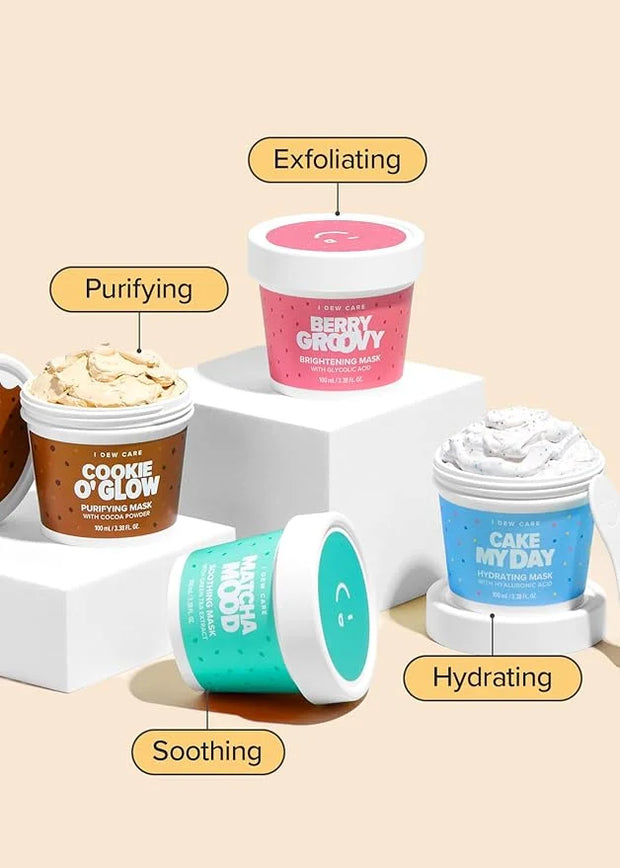 I DEW CARE Wash Off Face Mask - Cookie O' Glow | Hydrating and Purifying for Dry Skin with Cocoa Seed Butter, Korean Facia...
