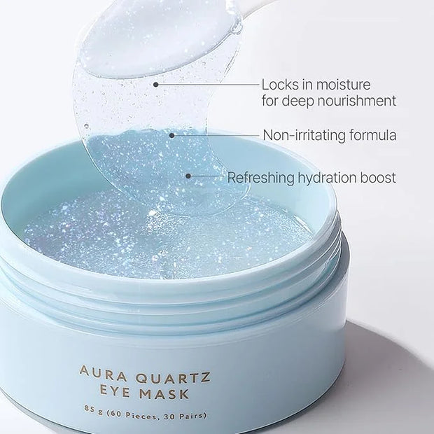 PETITFEE Aura Quartz Hydrogel Eye Mask Blue 60 pcs (30 pairs) - Eye Patch for Dark Circles, Brightens Under Eyes, Glutathi...