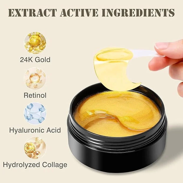 60PCS Under Eye Patches for Women,Under Eyes Masks for Dark Circles and Puffiness, 24K Gold Eyes Bags Treatment, Anti-Wrin...
