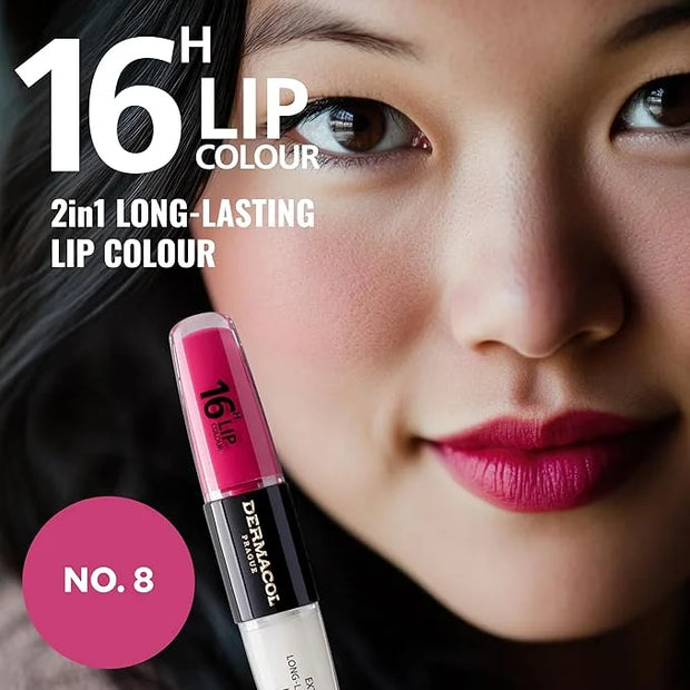 Dermacol NEW 16-Hour Lip Colour, Highly Pigmented Glossy Lip Stain, Two-Phase Lip Plumper Gloss, Kissproof Lip Makeup Prod...