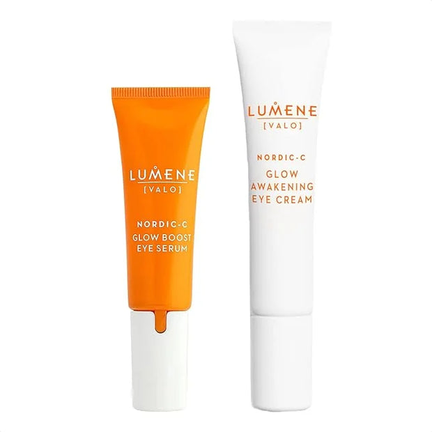 Lumene Bright Under Eyes Bundle - Glow Boost Eye Serum & Glow Awakening Eye Cream - Brightening Eye Cream and Eye Serum wi...
