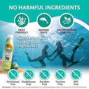 Continuous Tropical Mist Spray Sunscreen SPF 70, Reef Safe Sunscreen Spray, Up to 80 Minutes Water Resistant Sunscreen Fac...