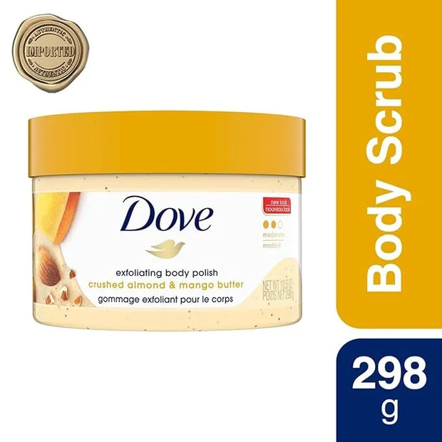 Dove Scrub Crushed Almond & Mango Butter For Silky Smooth Skin Body Scrub Exfoliates & Restores Skin's Natural Nutrients 1...