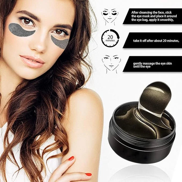Under Eye Patches, Eye Mask Black Pearl, Puffy Eyes Dark Circles Brighten Treatments, 60PCS Collagen Under Gel Pad for Lig...