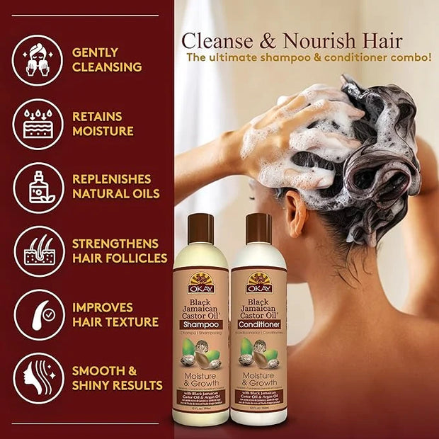 OKAY-Shampoo and Conditioner Black Jamaican Castor Oil Hair Care Set Moisture and Growth - Set Of 2 - Product Image
