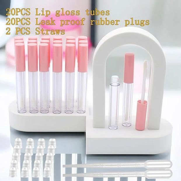 10cm Empty Lip Gloss Tubes With Wand Lipgloss Tubes Cute With Pink Lids Lip Balm Bulk Refillable Cosmetic Containers Diy L...