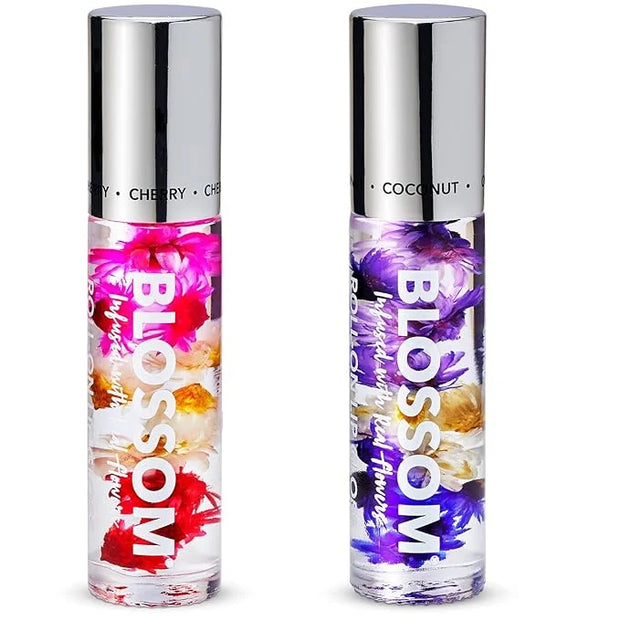 Blossom Scented Roll on Lip Gloss, Infused with Real Flowers, Made in USA, 0.40 fl oz, 2 pack, Cherry/Coconut - Product Image